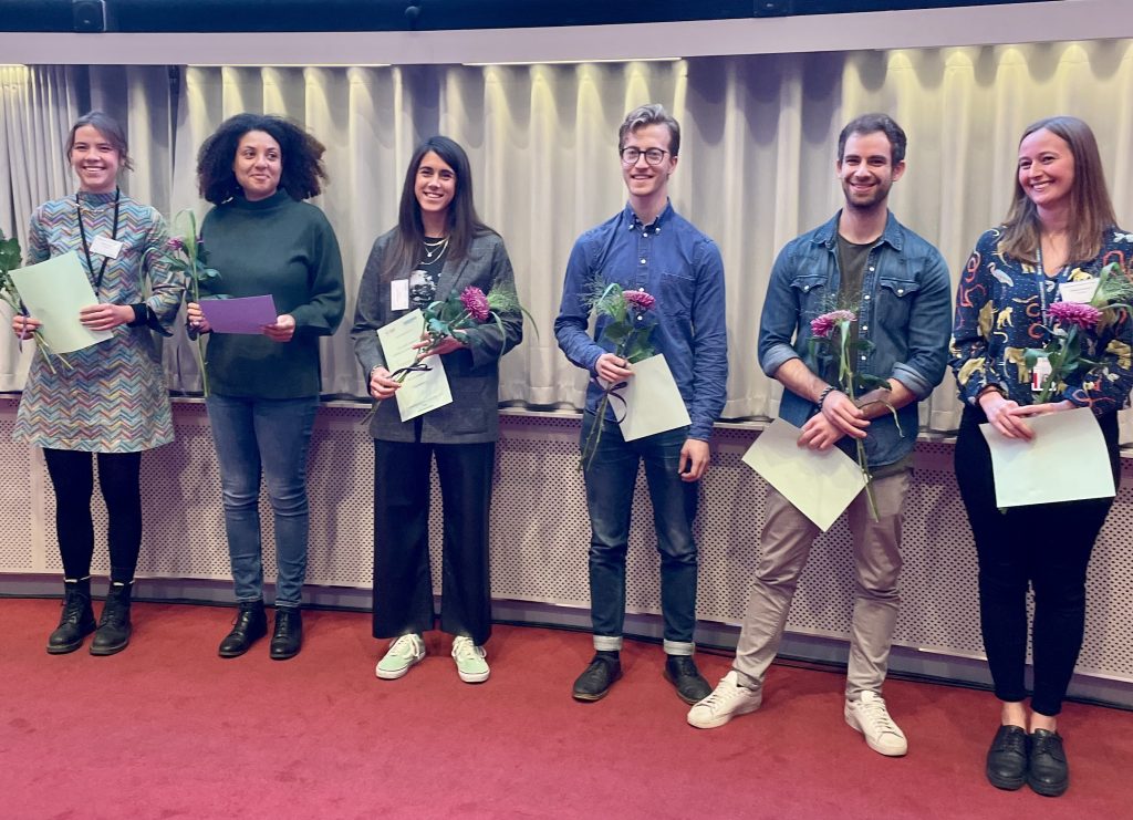 Prize winners from left Laurène Adam, Amena Archer, Francesca Eroli, Josef Pelcman, Andrea Coschiera and Gwladys Revêchon.